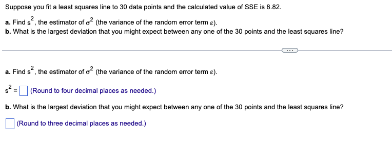 Solved Suppose you fit a least squares line to 30 data | Chegg.com