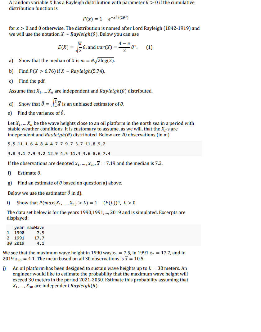 Solved A Random Variable X Has A Rayleigh Distribution Wi Chegg Com