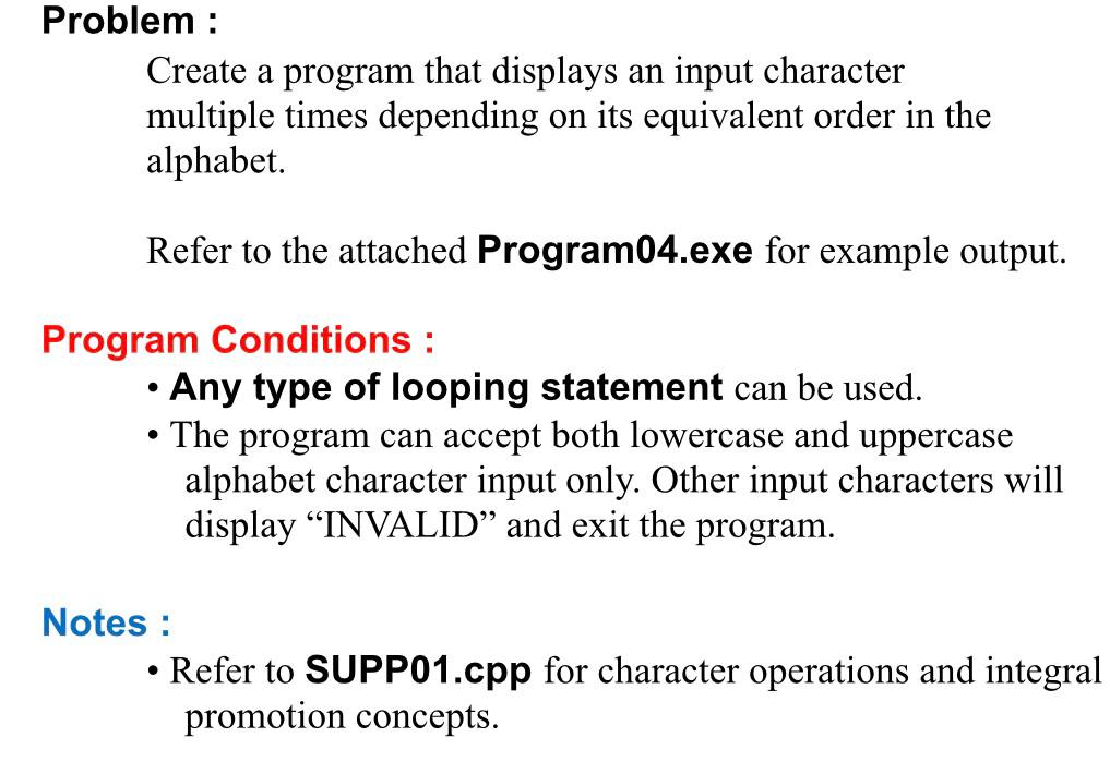 Create a program that displays an input character | Chegg.com
