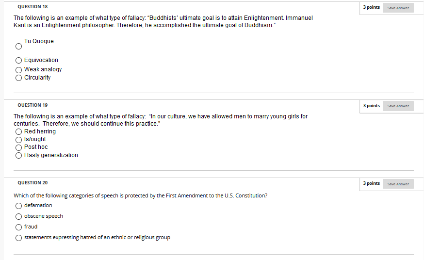 Solved QUESTION 18 3 points Save Answer The following is an | Chegg.com