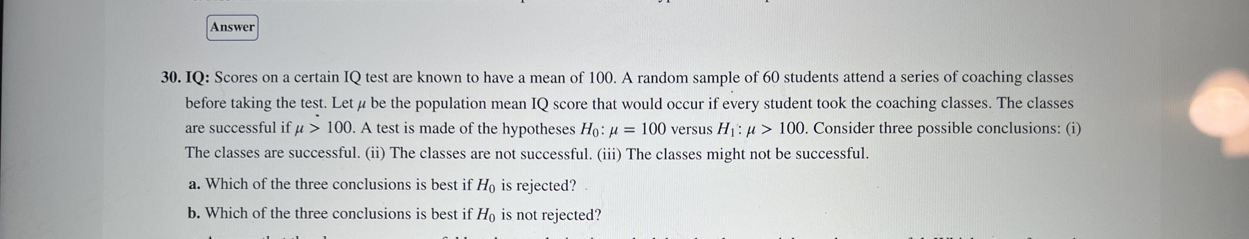 30. IQ: Scores on a certain IQ test are known to have | Chegg.com