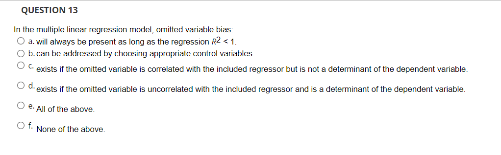 Solved QUESTION 13 In the multiple linear regression model, | Chegg.com