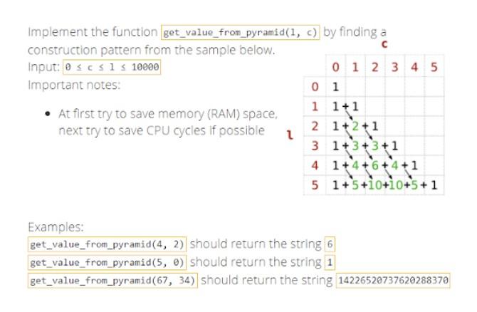 Solved Implement the function get_value_from_pyramid(1, c) | Chegg.com