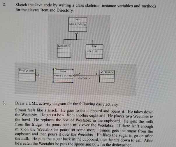 Sketch the Java code by writing a class skeleton, | Chegg.com