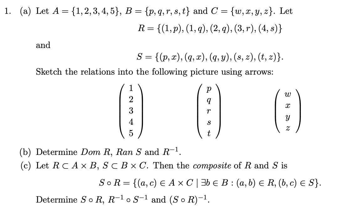 Solved 1 A Let A 1 2 3 4 5 B P Q R S T An Chegg Com