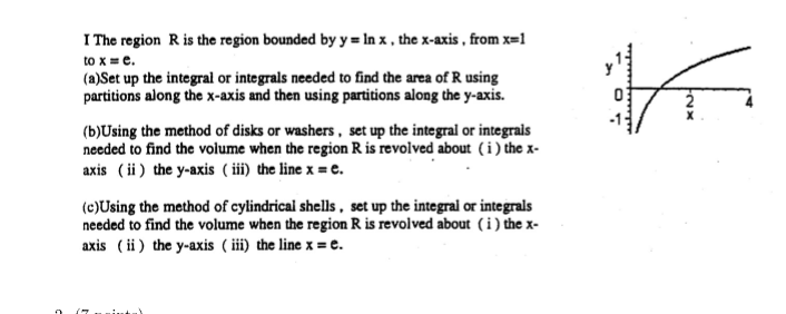 Solved I The Region R Is The Region Bounded By Y Ln X Chegg Com