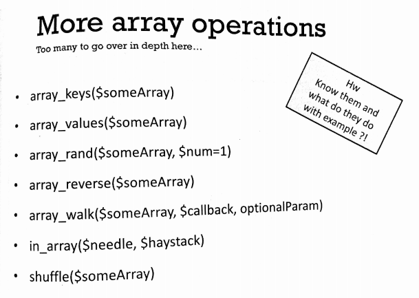 Solved More array operations Too many to go over in depth | Chegg.com