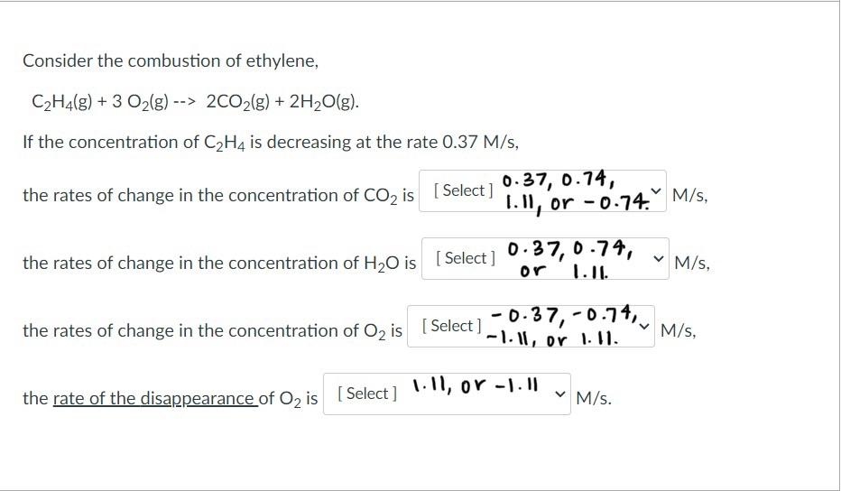 Solved Consider the combustion of ethylene C2H4 g 3O2 Chegg