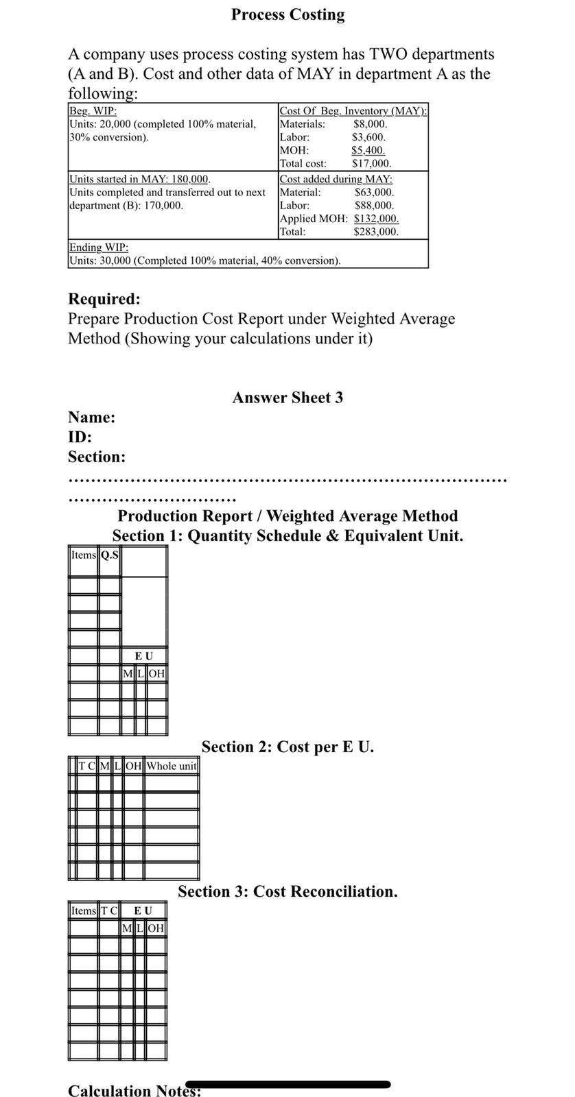 Solved Process Costing A company uses process costing system | Chegg.com