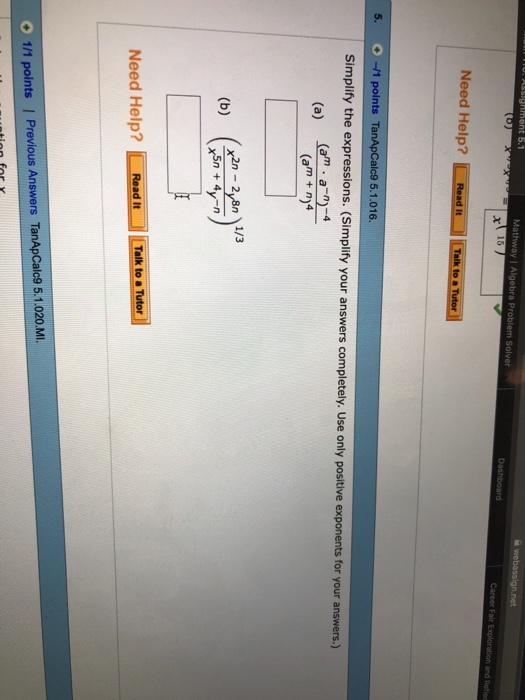 Solved Mathway 1 Algebra Problem Solver and Need Help? Read | Chegg.com