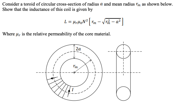 Solved Consider a toroid of circular cross-section of radius | Chegg.com