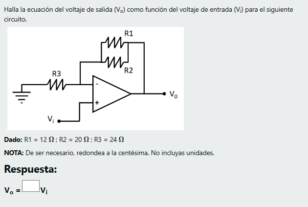 Solved Halla la ecuación del voltaje de salida (V∘) como | Chegg.com