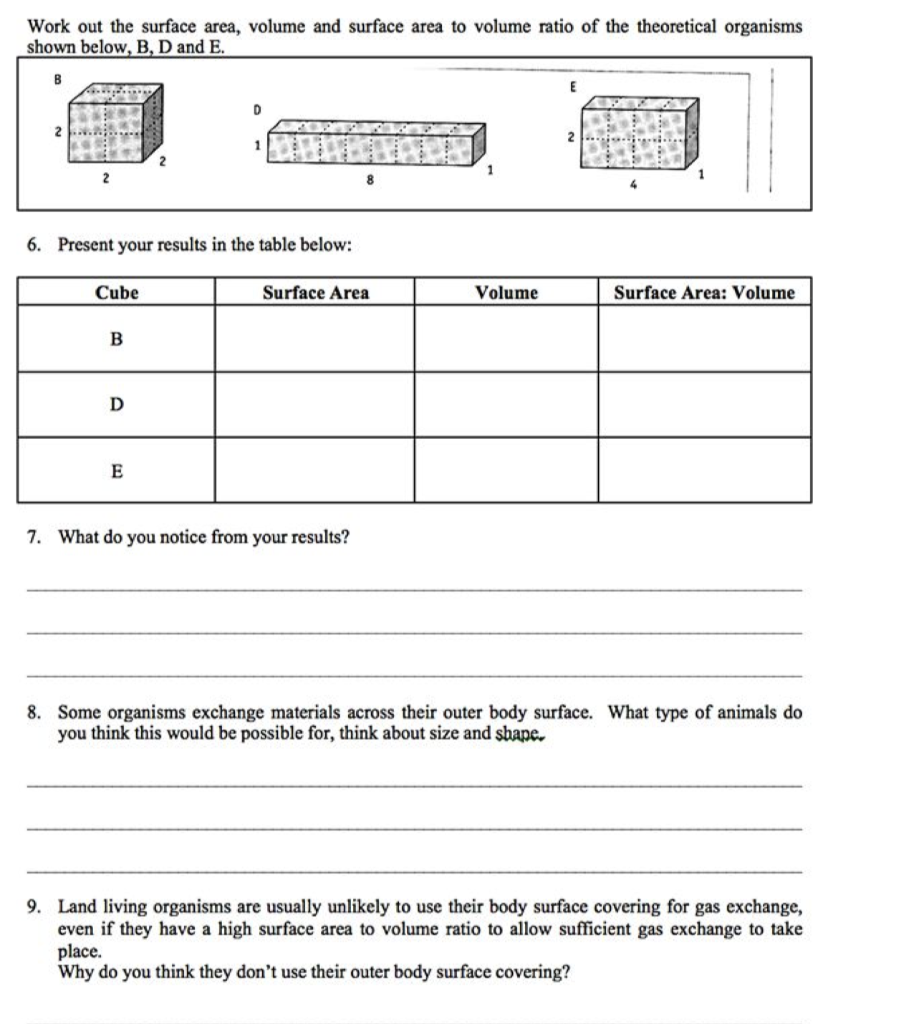 Solved Work out the surface area, volume and surface area to | Chegg.com