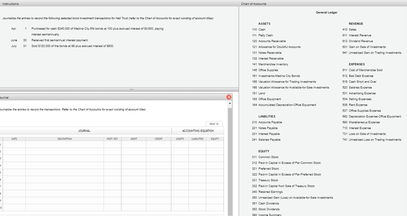 Solved Instructions Chart of Accounts General Ledger | Chegg.com