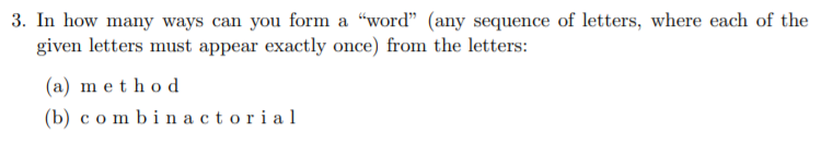 Solved 3. In How Many Ways Can You Form A "word” (any | Chegg.com