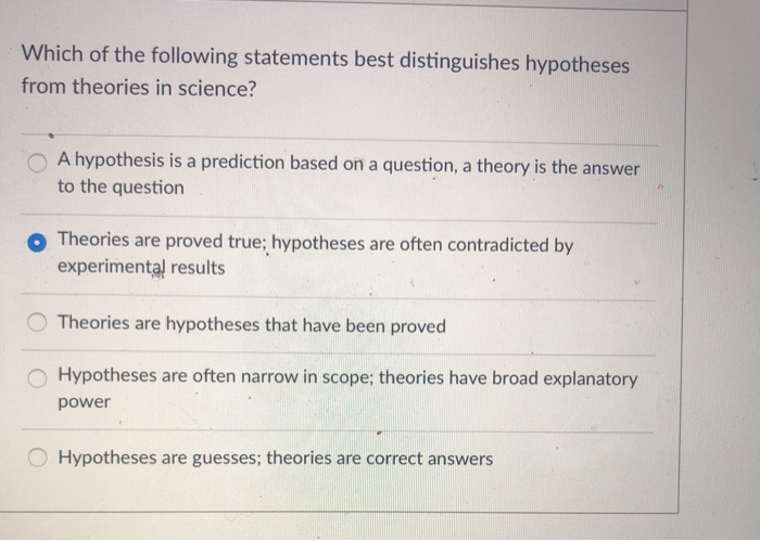 Which Statement Best Describes A Scientific Theory Regents