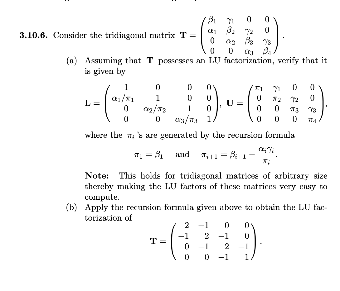 Solved Der The Tridiagonal Matrix | Chegg.com