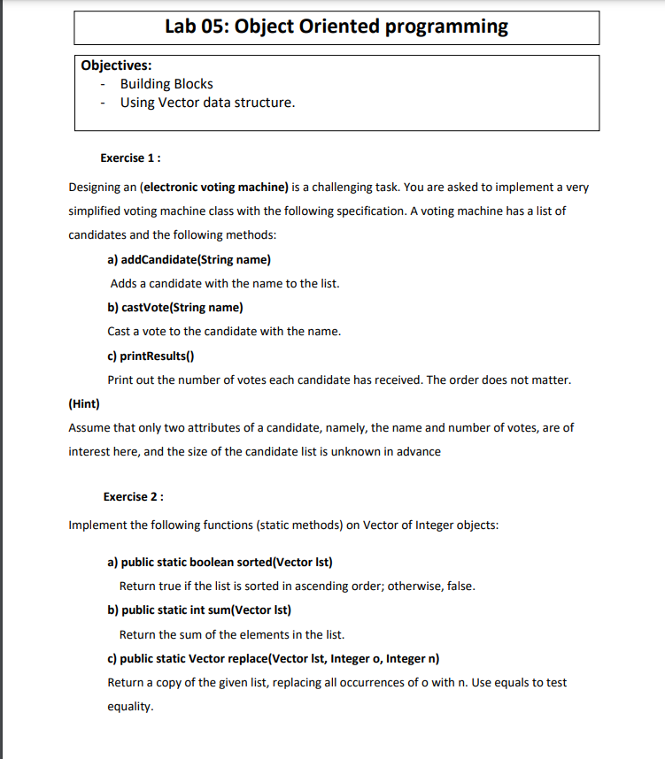 Solved Lab 05: Object Oriented programming Objectives: - | Chegg.com