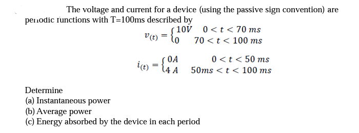 Solved The voltage and current for a device (using the | Chegg.com