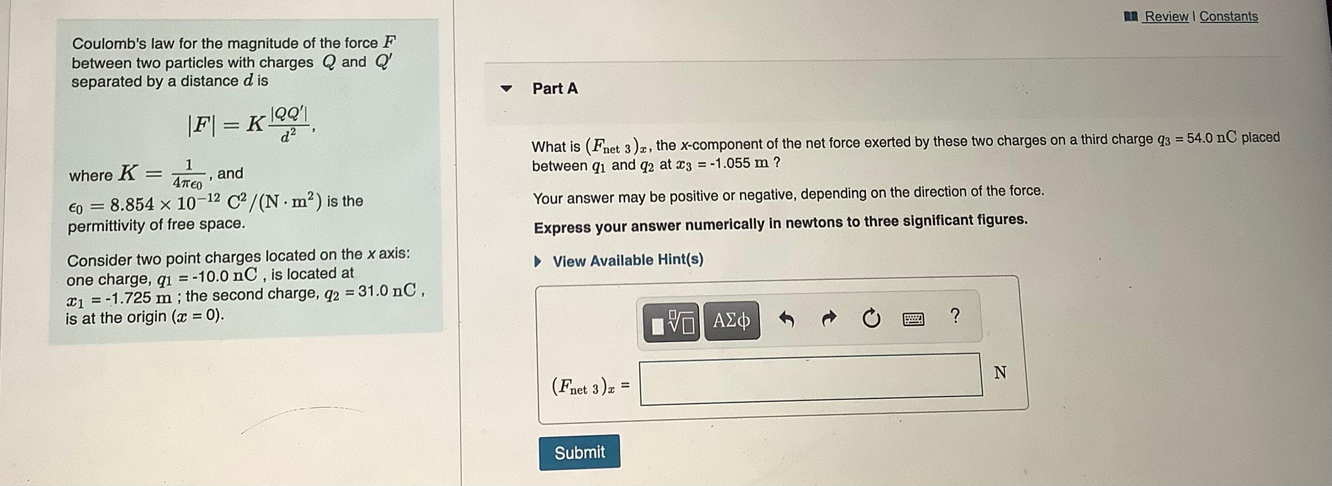 Solved What Is Fnet3 x The X component Of The Net Force Chegg