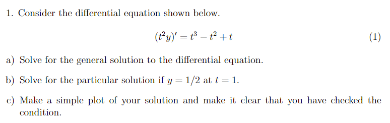Solved 1. Consider the differential equation shown below. | Chegg.com