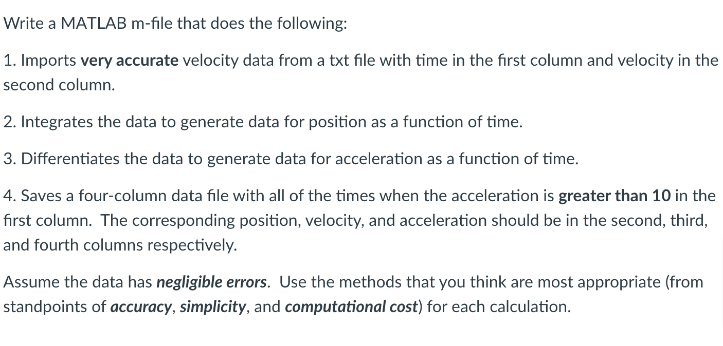 Solved Write a MATLAB m-file that does the following: 1. | Chegg.com