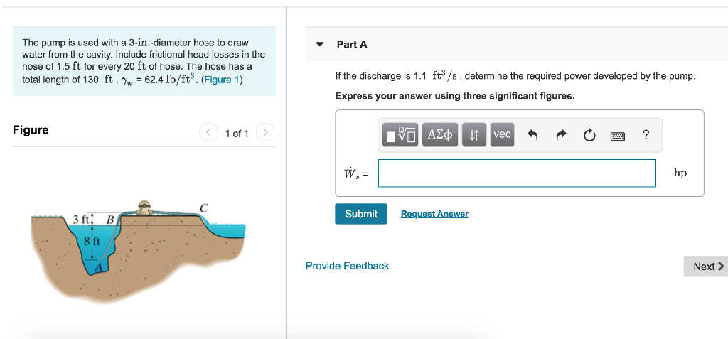 Solved The pump is used with a 3-in.-diameter hose to draw | Chegg.com