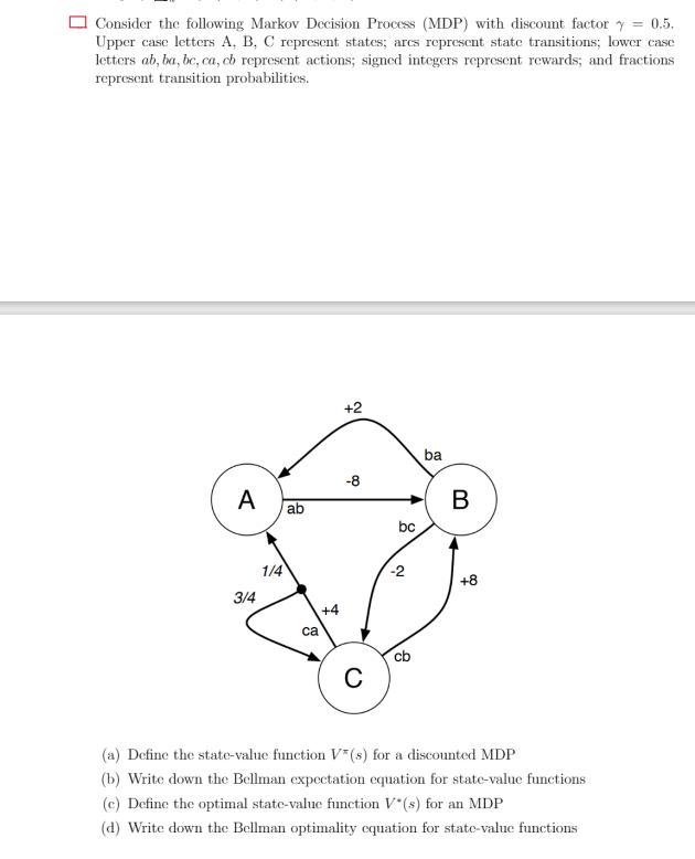 Solved Consider the following Markov Decision Process (MDP) | Chegg.com
