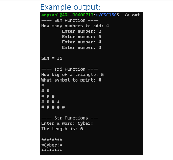Solved 4 Description: Write a C program with four functions | Chegg.com