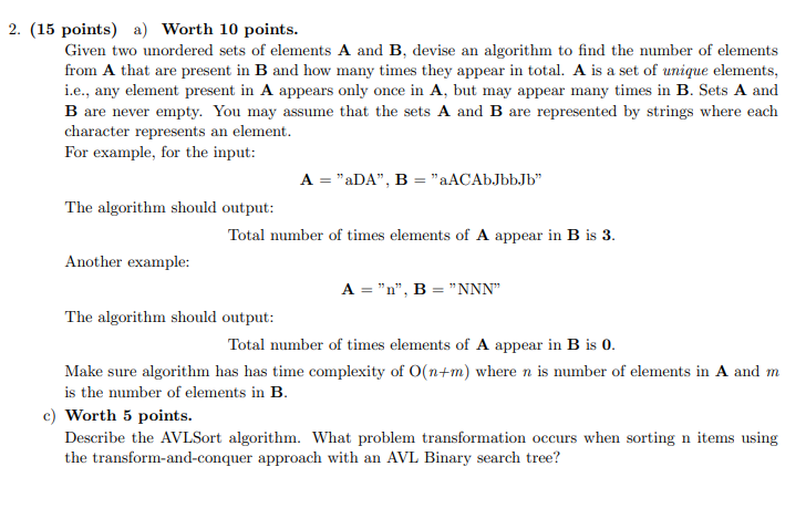 Solved 2. (15 points) a) Worth 10 points. Given two | Chegg.com