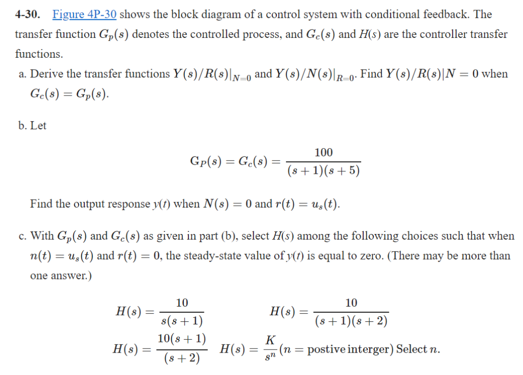 Solved 4-30. Figure 4P-30 shows the block diagram of a | Chegg.com