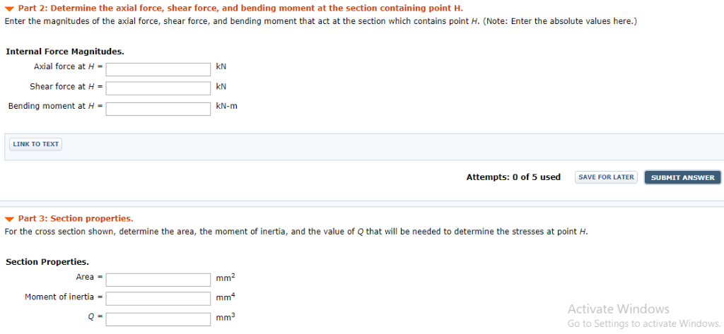 Solved Part 1: Determine the reaction forces at A and the | Chegg.com