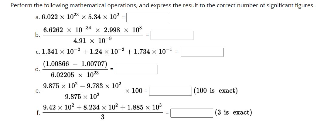 Perform the following mathematical operations, and | Chegg.com