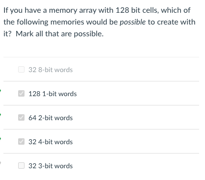 Solved If you have a memory array with 128 bit cells, which | Chegg.com