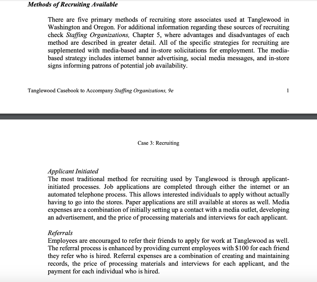 Solved CASE THREE: RECRUITING Case Objectives Recruiting is