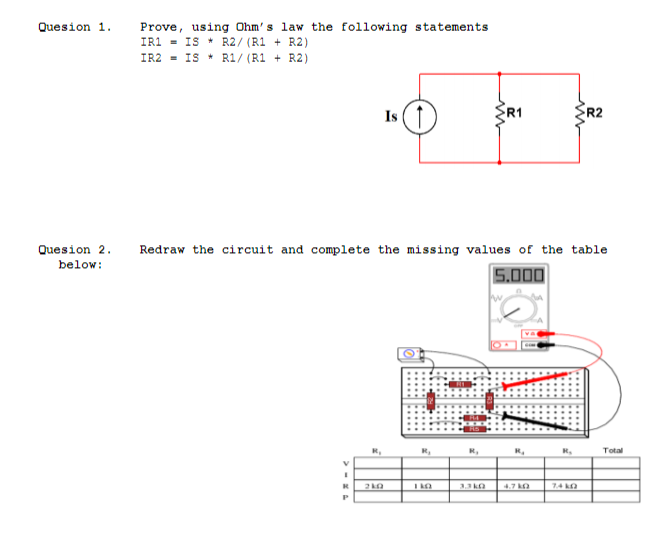 Solved Quesion 1. Prove, Using Ohm's Law The Following | Chegg.com