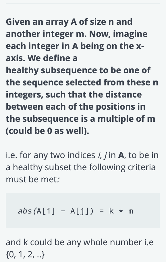 Solved Given An Array A Of Size N And Another Integer M Chegg Com