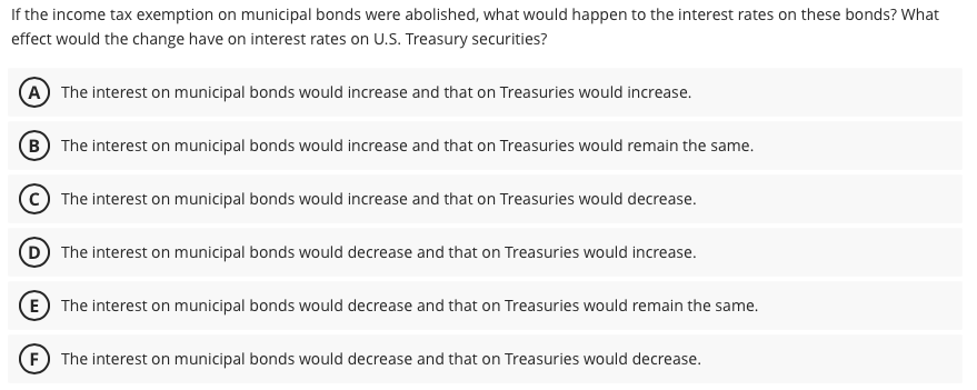 Solved If the income tax exemption on municipal bonds were | Chegg.com