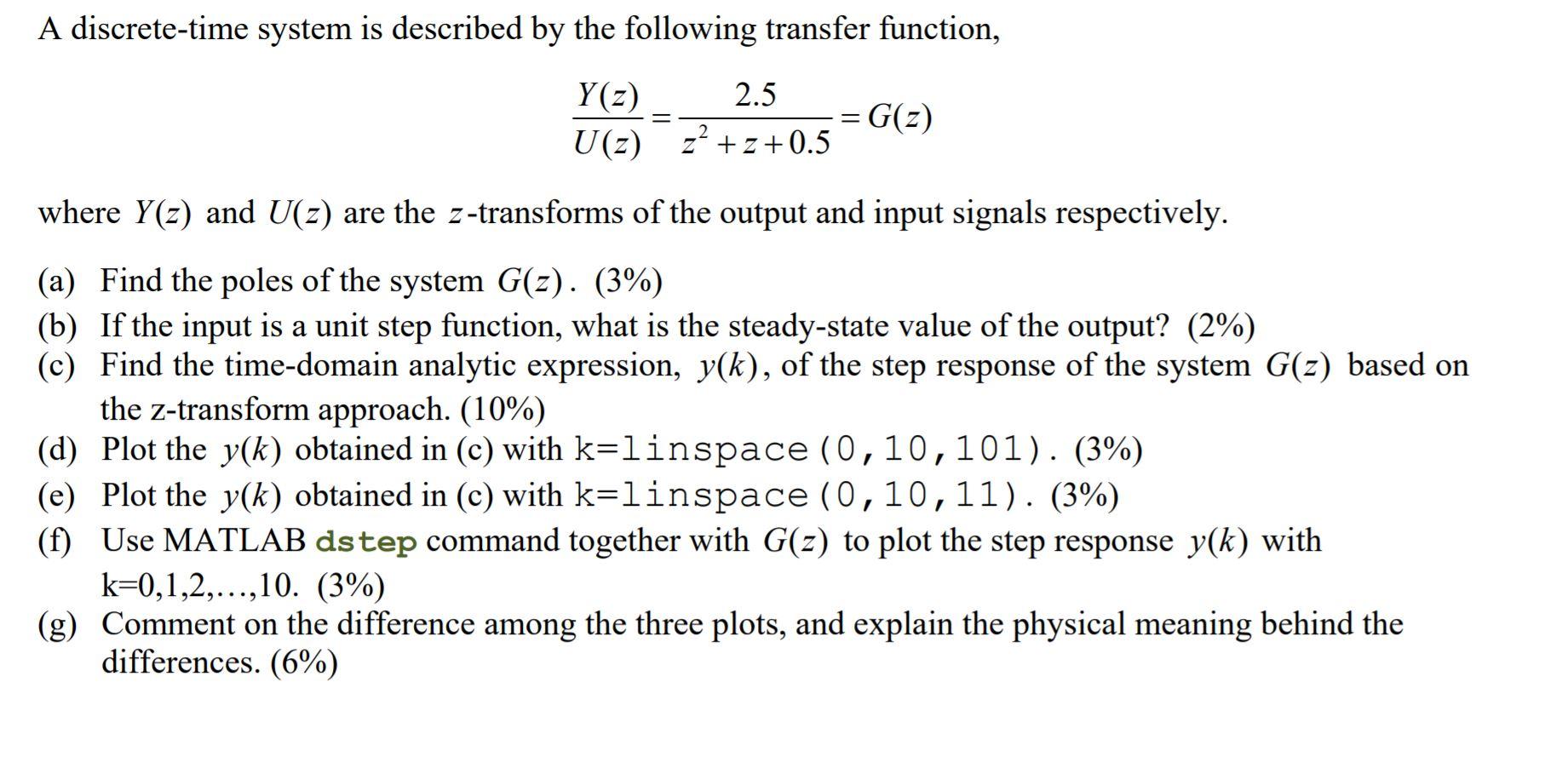 Solved A discrete-time system is described by the following | Chegg.com