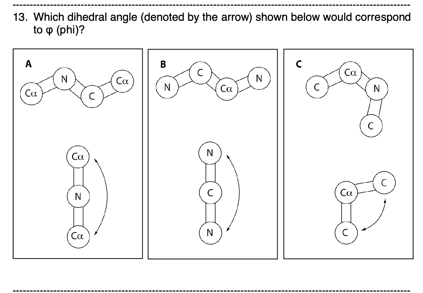 Solved Which dihedral angle (denoted by the arrow) ﻿shown | Chegg.com