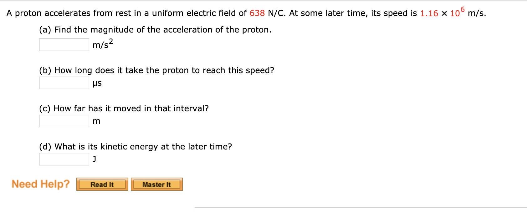Solved A Proton Accelerates From Rest In A Uniform Electr Chegg Com