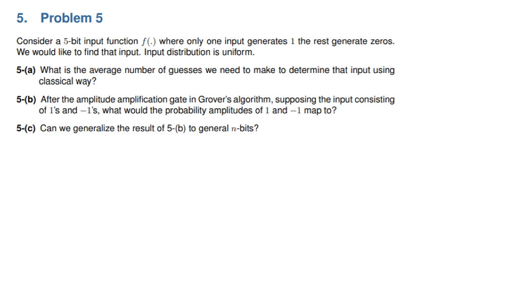 Solved 5. Problem 5 Consider a 5-bit input function f(.) | Chegg.com