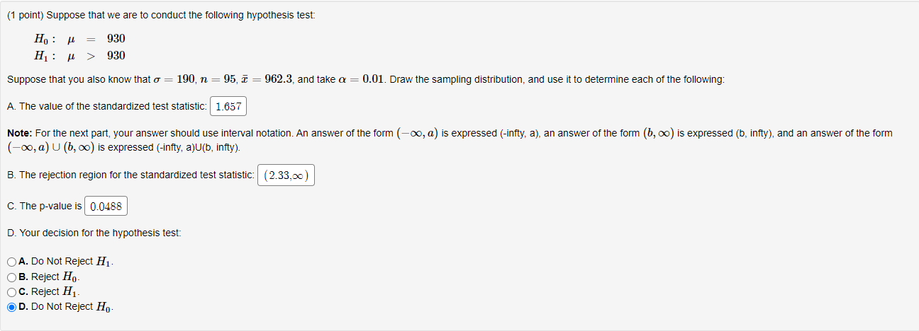 Solved (1 point) Suppose that we are to conduct the | Chegg.com