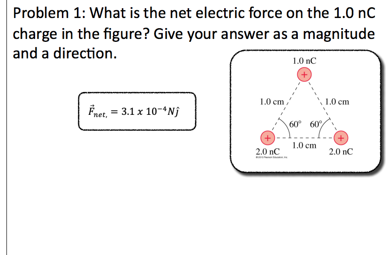 Solved Problem 1 What is the net electric force on the 1.0