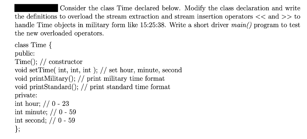 Solved I am not familiar with overload the stream extraction | Chegg.com