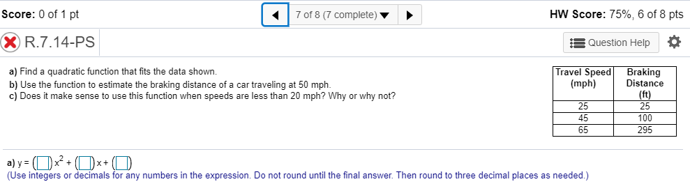 using psi functions to score data | solver Images High... Solved Score: 0 of 1 pt 7 of 8 (7 complete) HW Score: 75%, 6 | Chegg.com