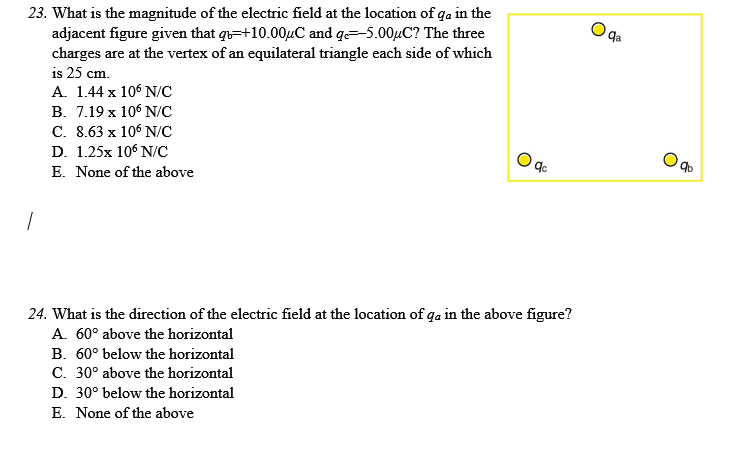 Solved What is the magnitude of the electric field at the | Chegg.com