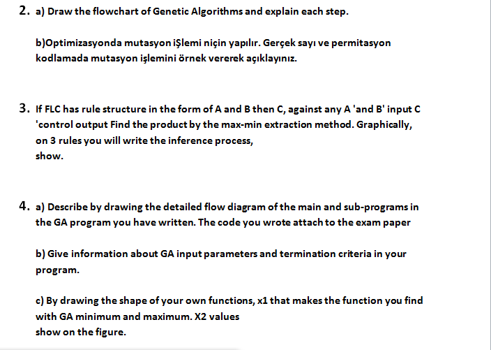Solved 2. a) Draw the flowchart of Genetic Algorithms and | Chegg.com