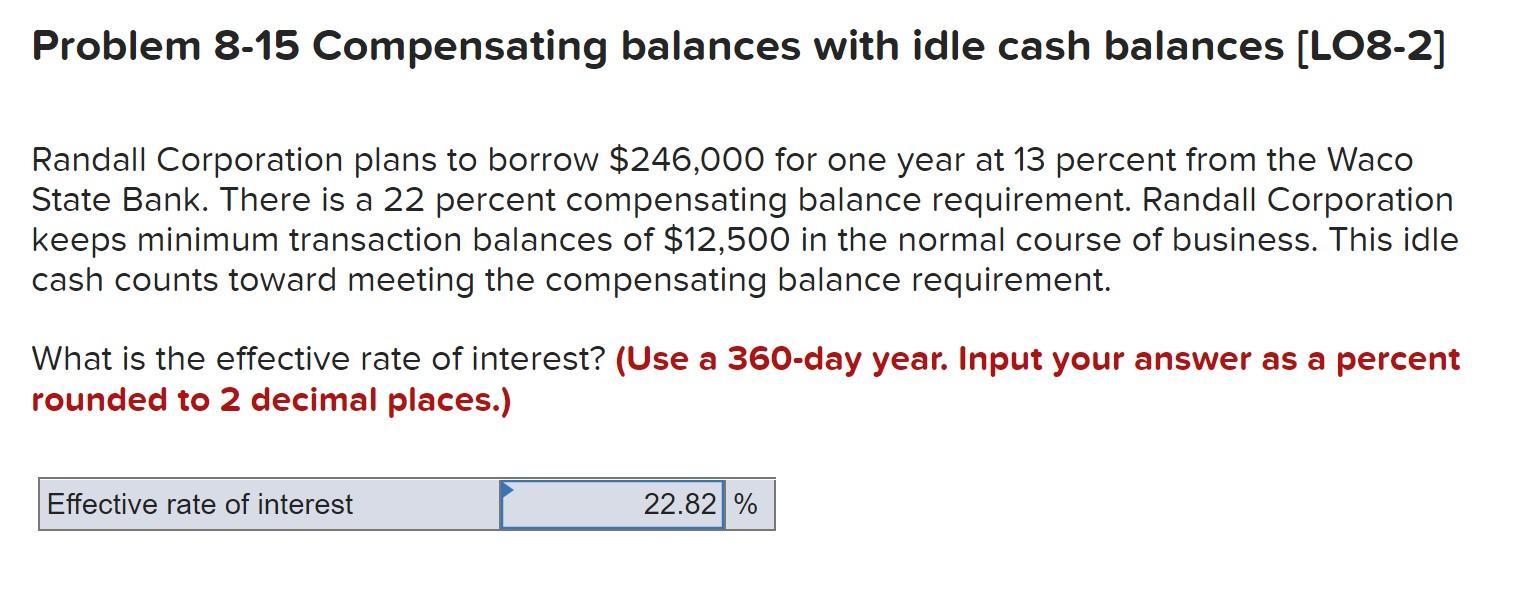 Solved Problem 815 Compensating balances with idle cash