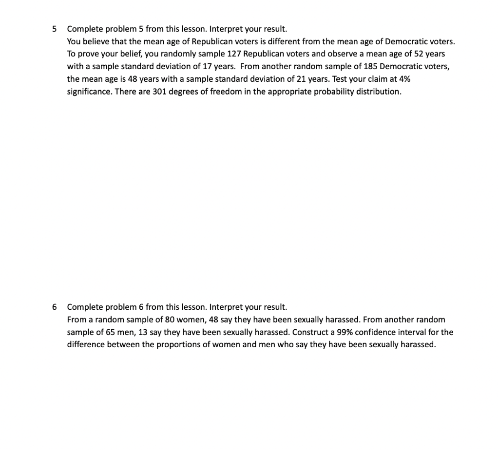 Solved 5 Complete problem 5 from this lesson. Interpret your | Chegg.com